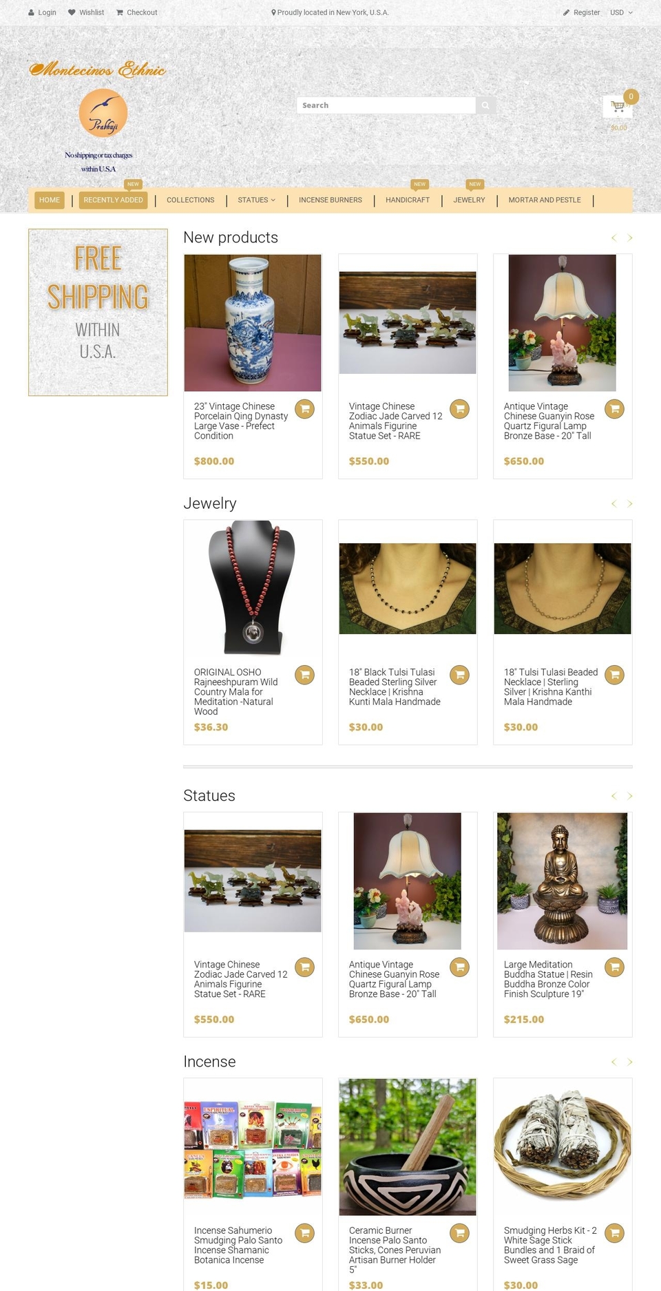montecinosethnic.com shopify website screenshot