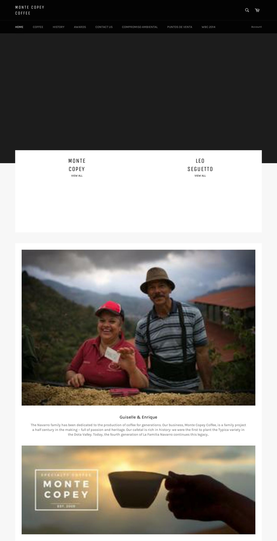 montecopeycoffee.com shopify website screenshot