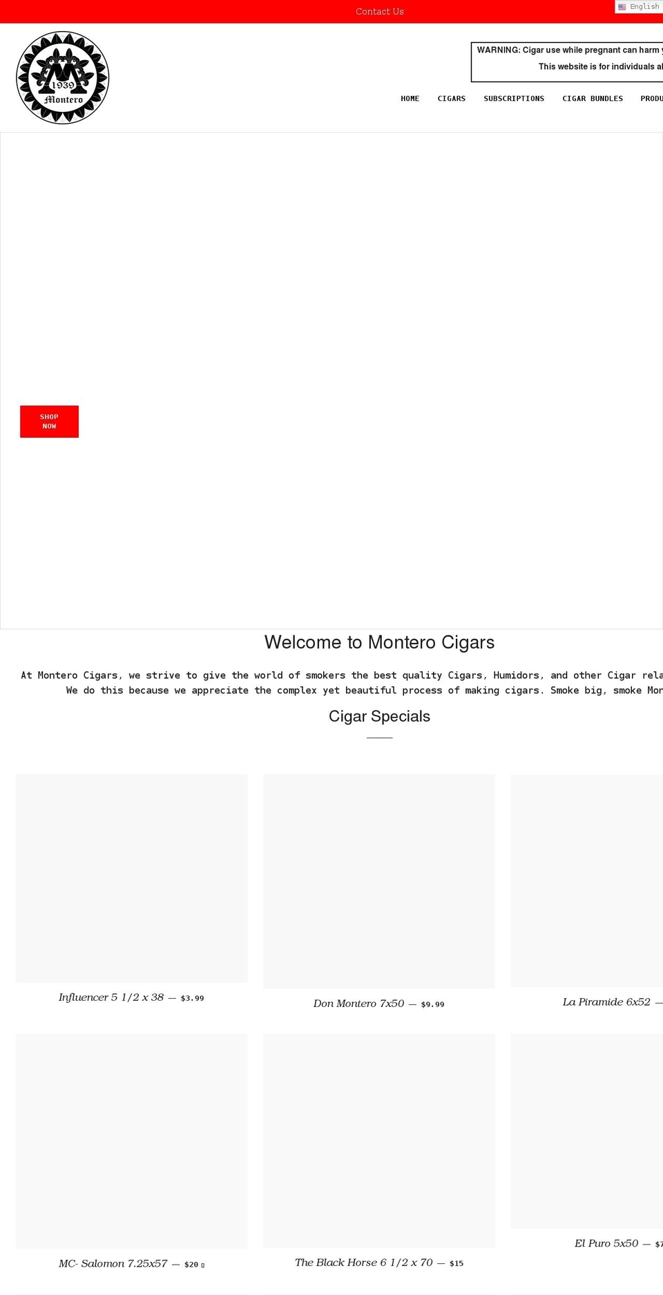 THIS Shopify theme site example monterocigars.com