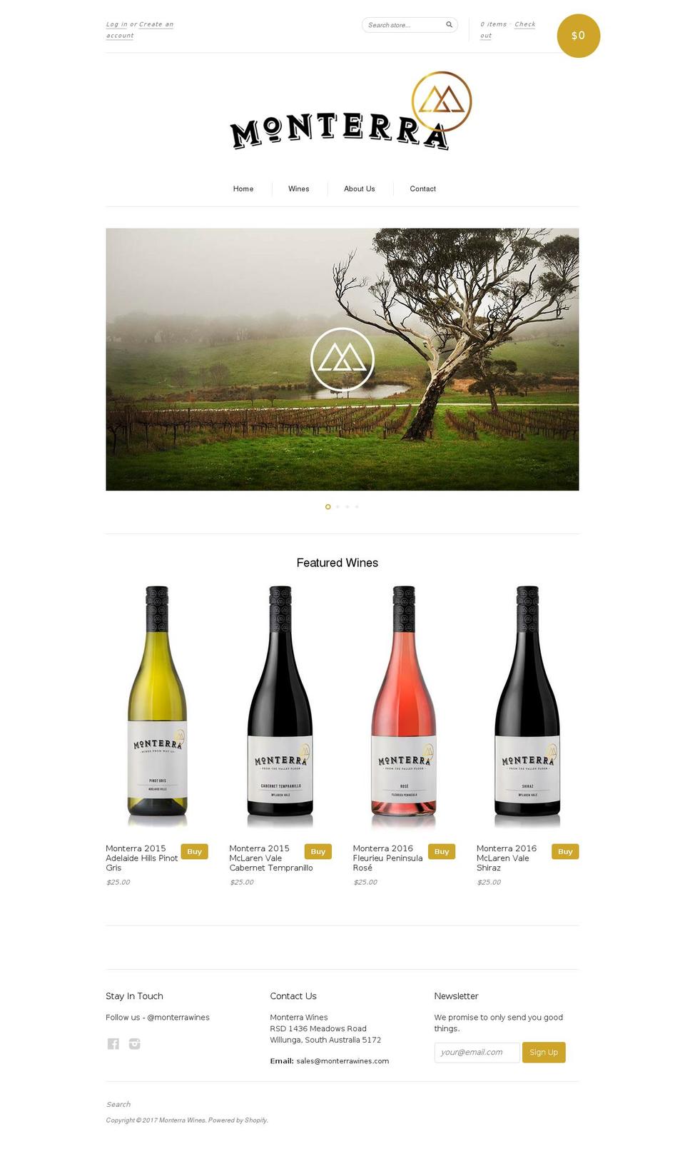 monterrawines.com shopify website screenshot
