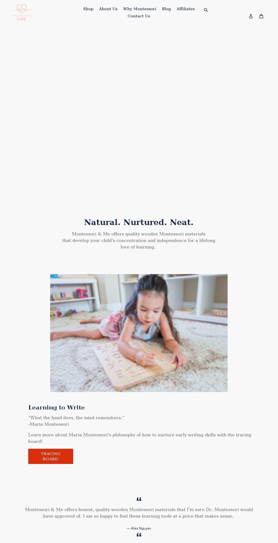 montessoriandme.us shopify website screenshot