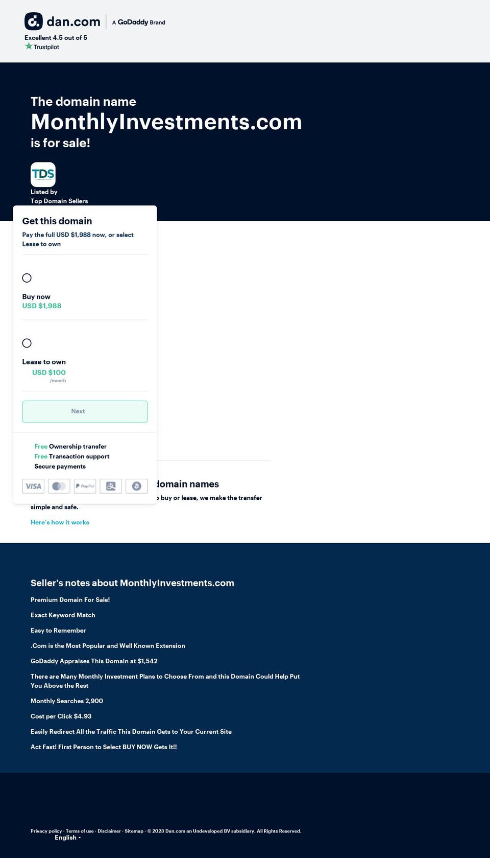 monthlyinvestments.com — Shopify storefront screenshot