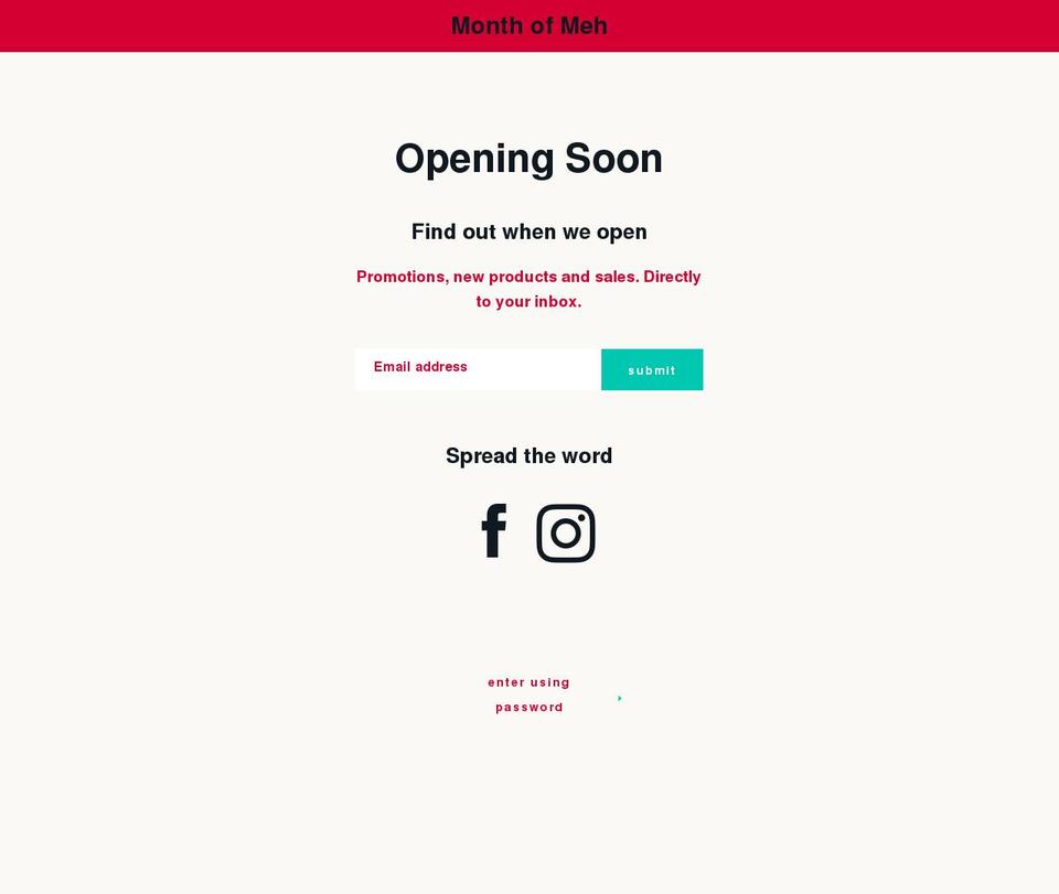 monthofmeh.com shopify website screenshot