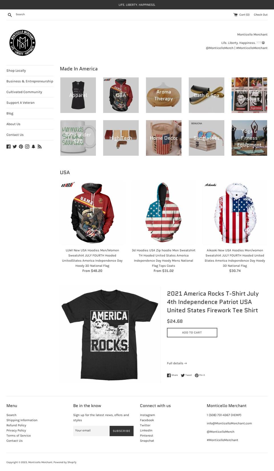 monticellomerchant.com shopify website screenshot