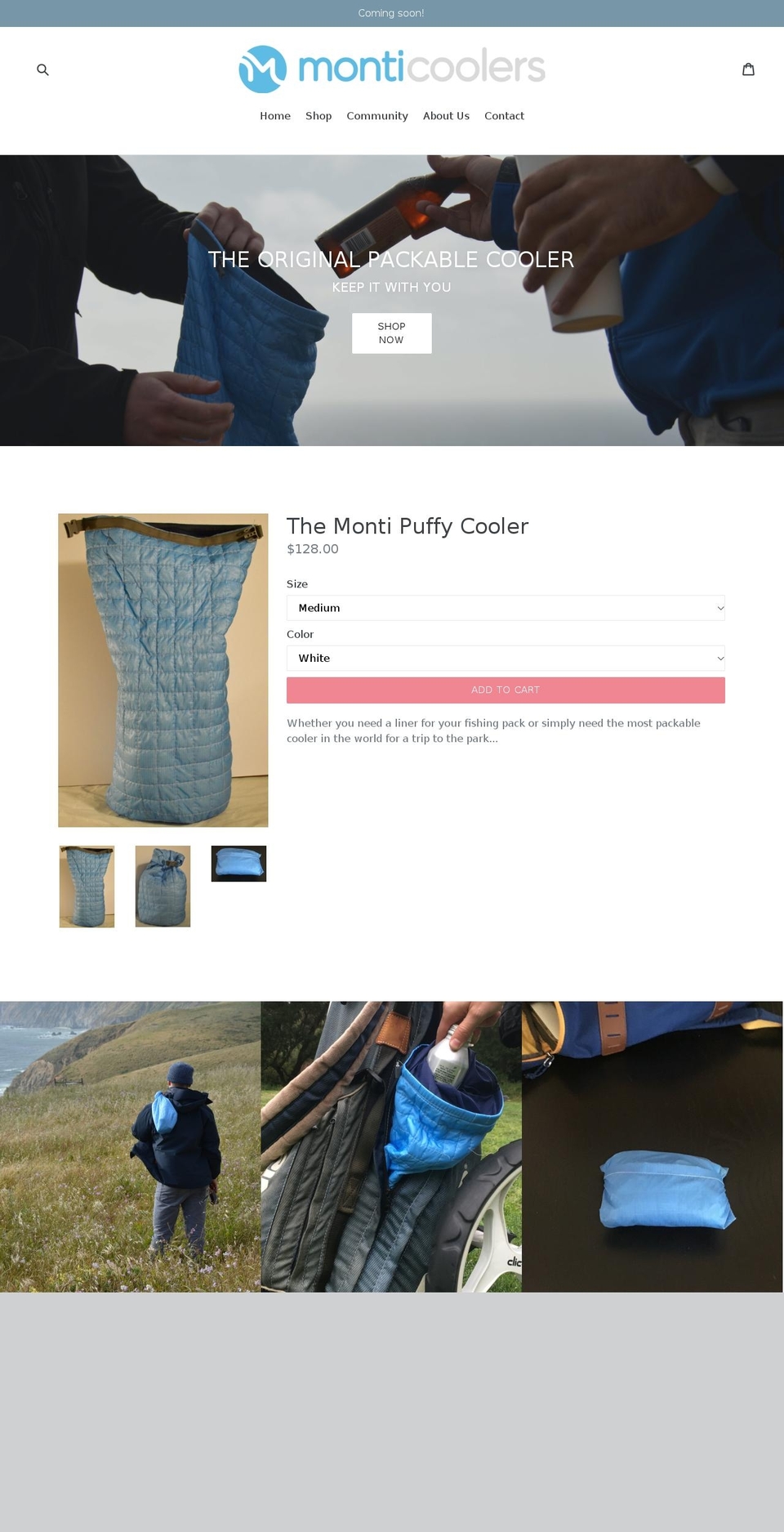monticoolers.com — Shopify storefront screenshot