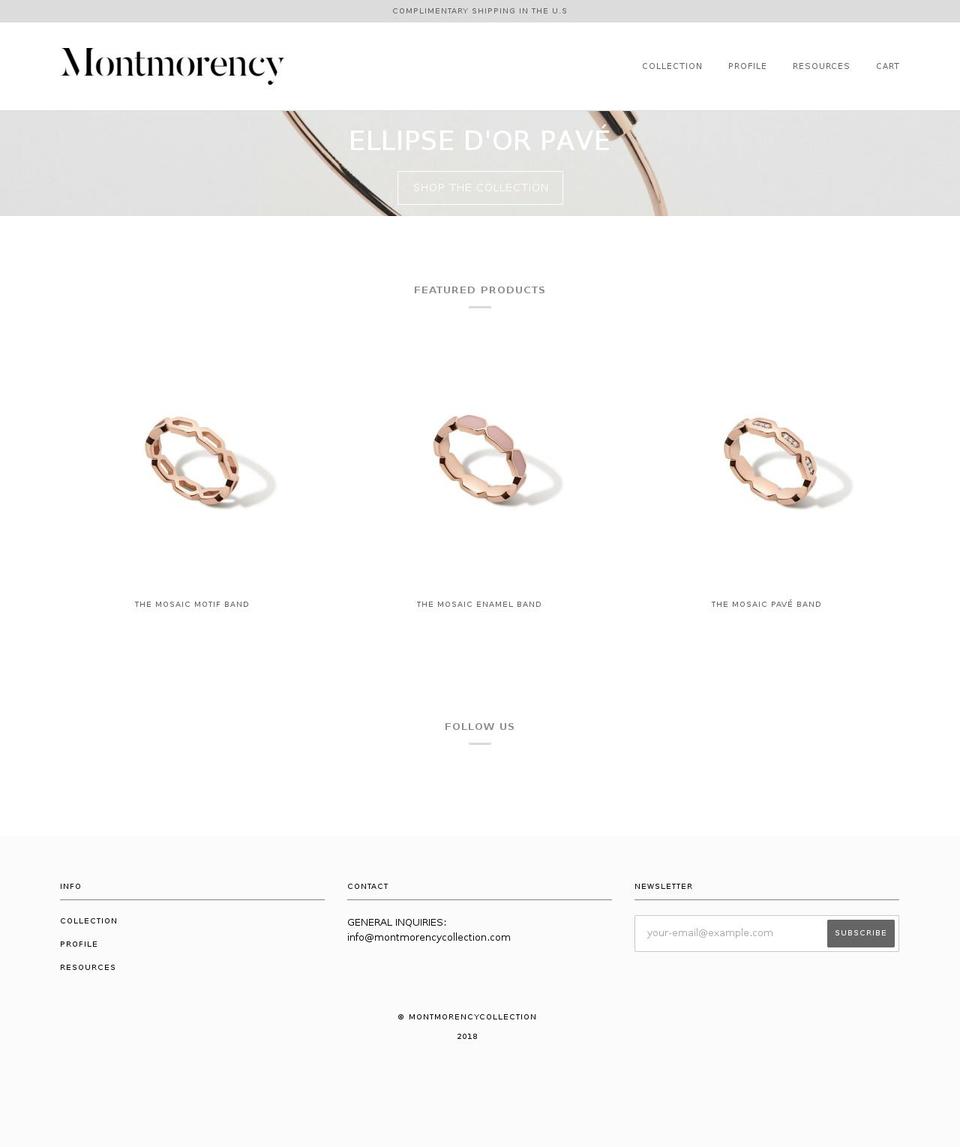 montmorencycollection.com shopify website screenshot