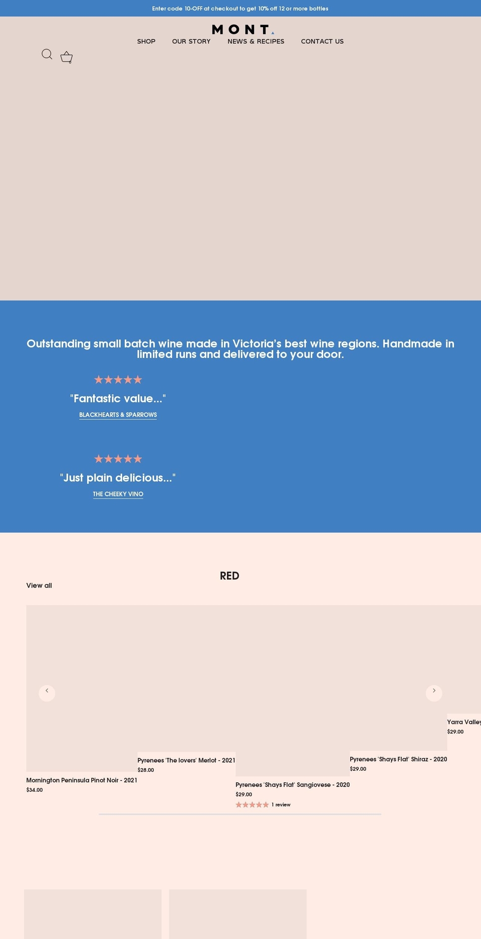 montwines.com.au shopify website screenshot