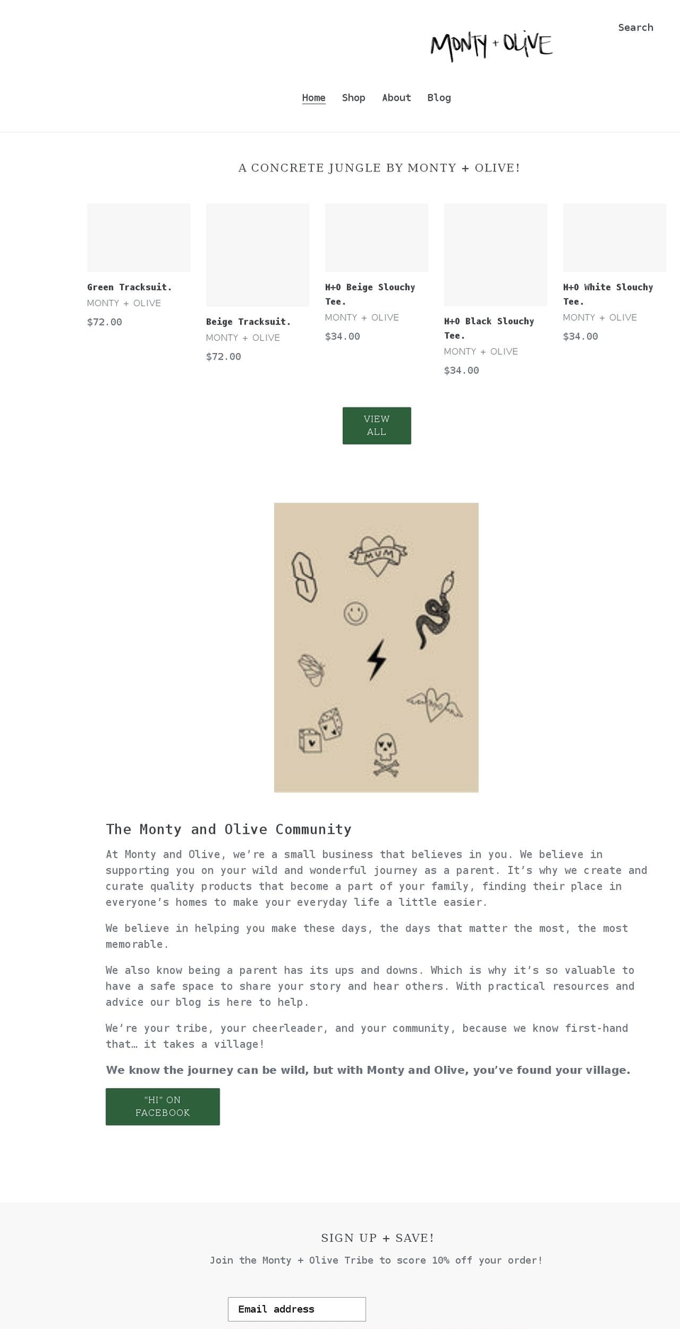 montyandolive.com shopify website screenshot