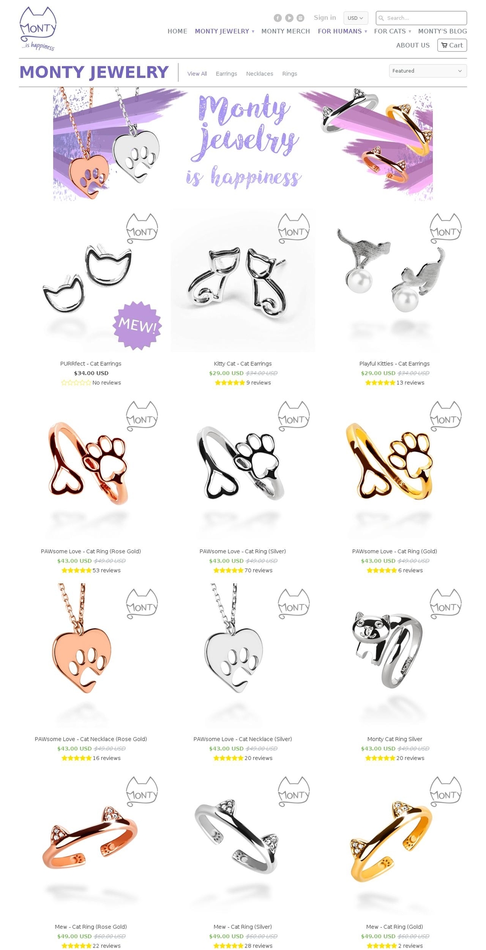 montyjewelry.com — Shopify storefront screenshot