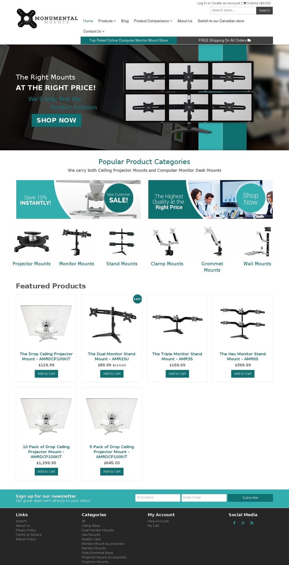 monumental-mounts.com shopify website screenshot