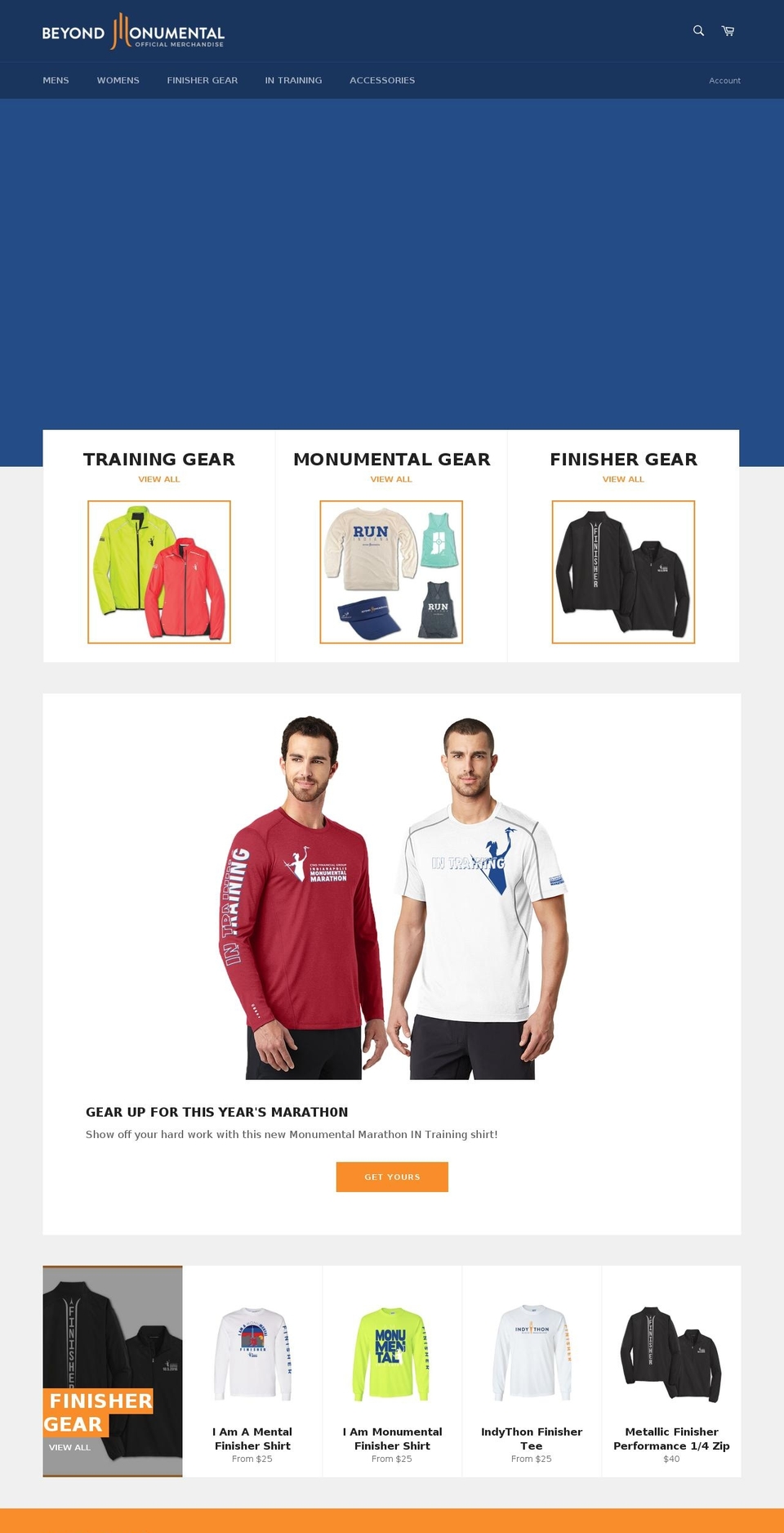 monumentalgear.com shopify website screenshot