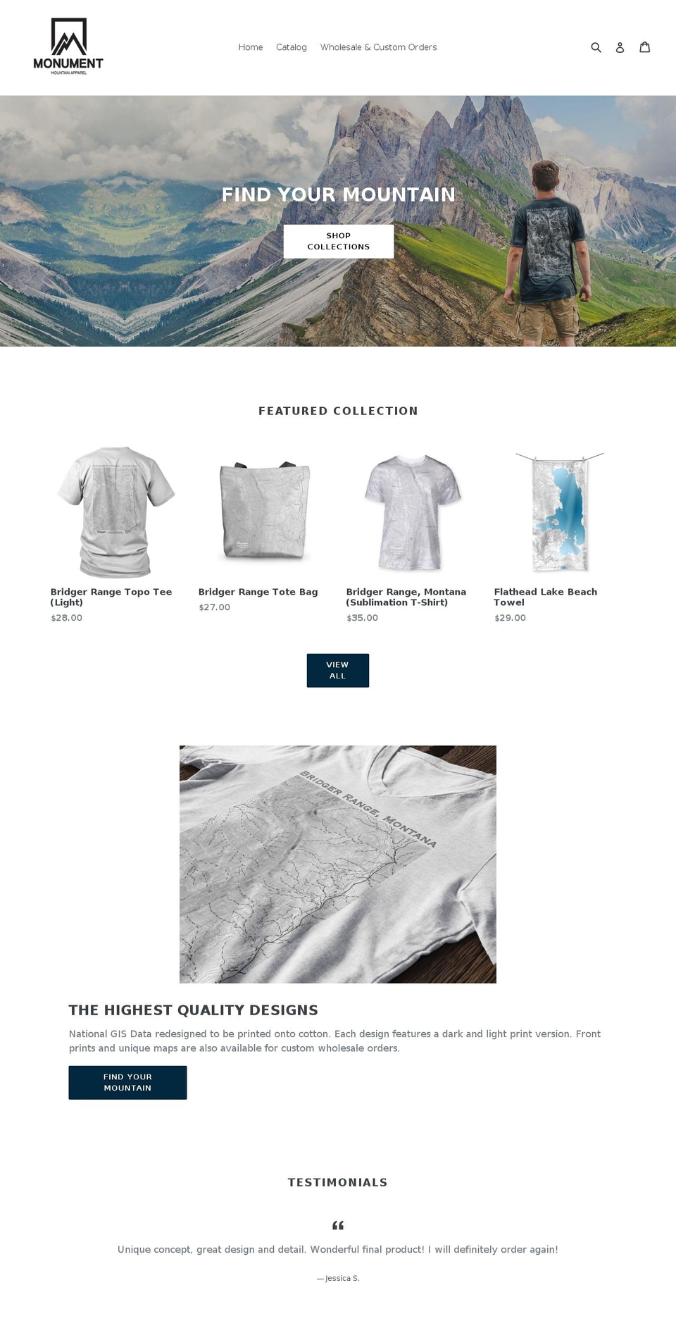 monumentmountainapparel.com — Shopify storefront screenshot