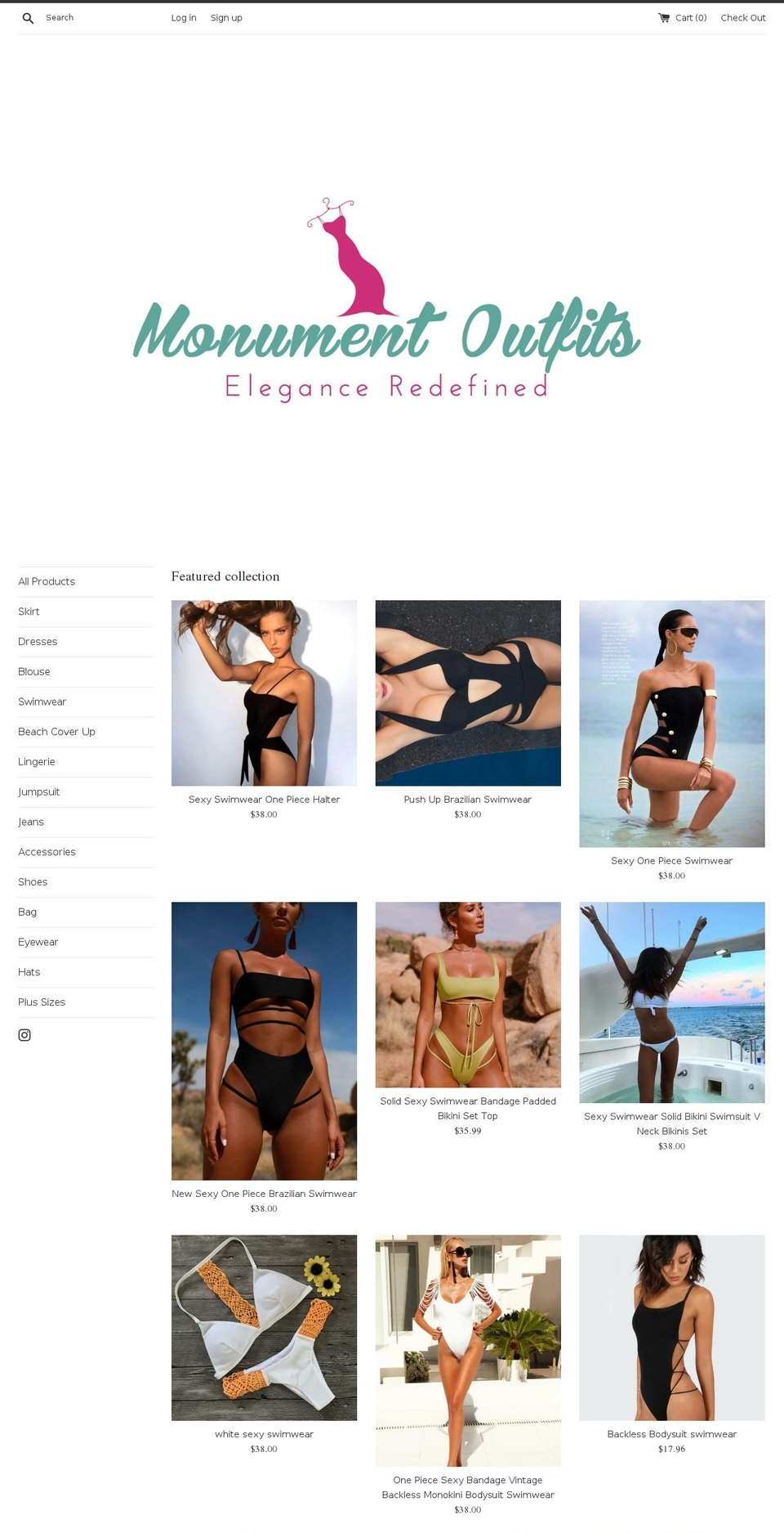 monumentoutfits.com — Shopify storefront screenshot