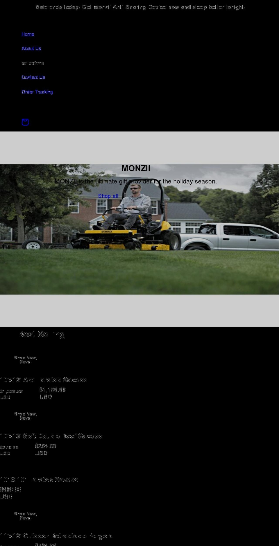 monzii.com shopify website screenshot
