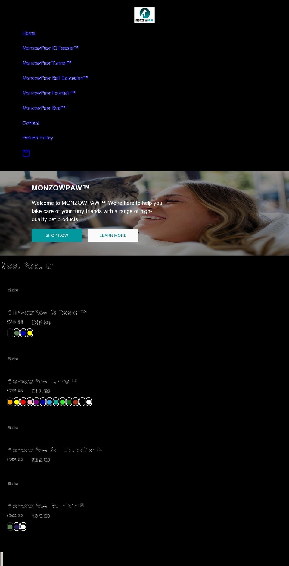 monzow.com shopify website screenshot