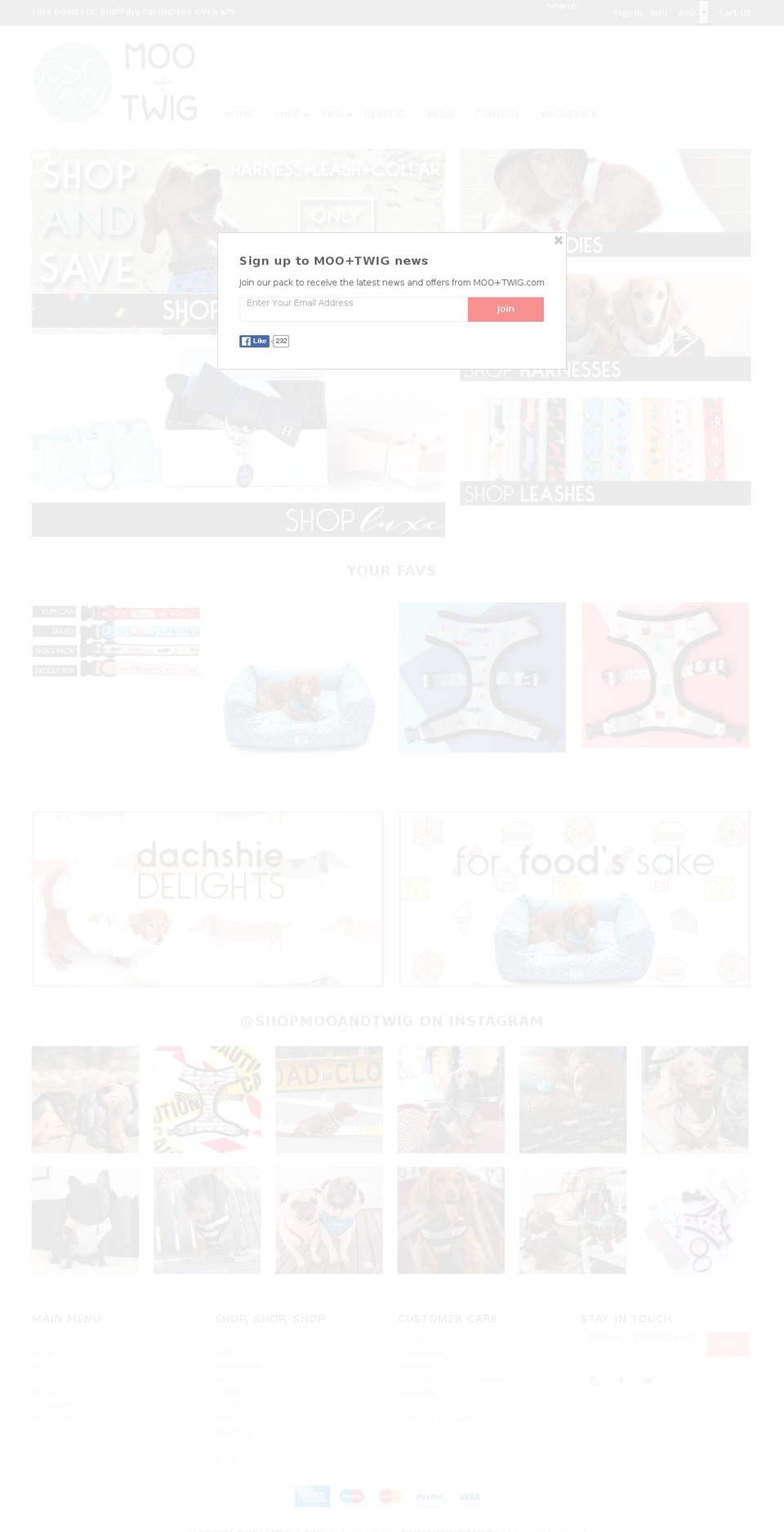 mooandtwig.com shopify website screenshot