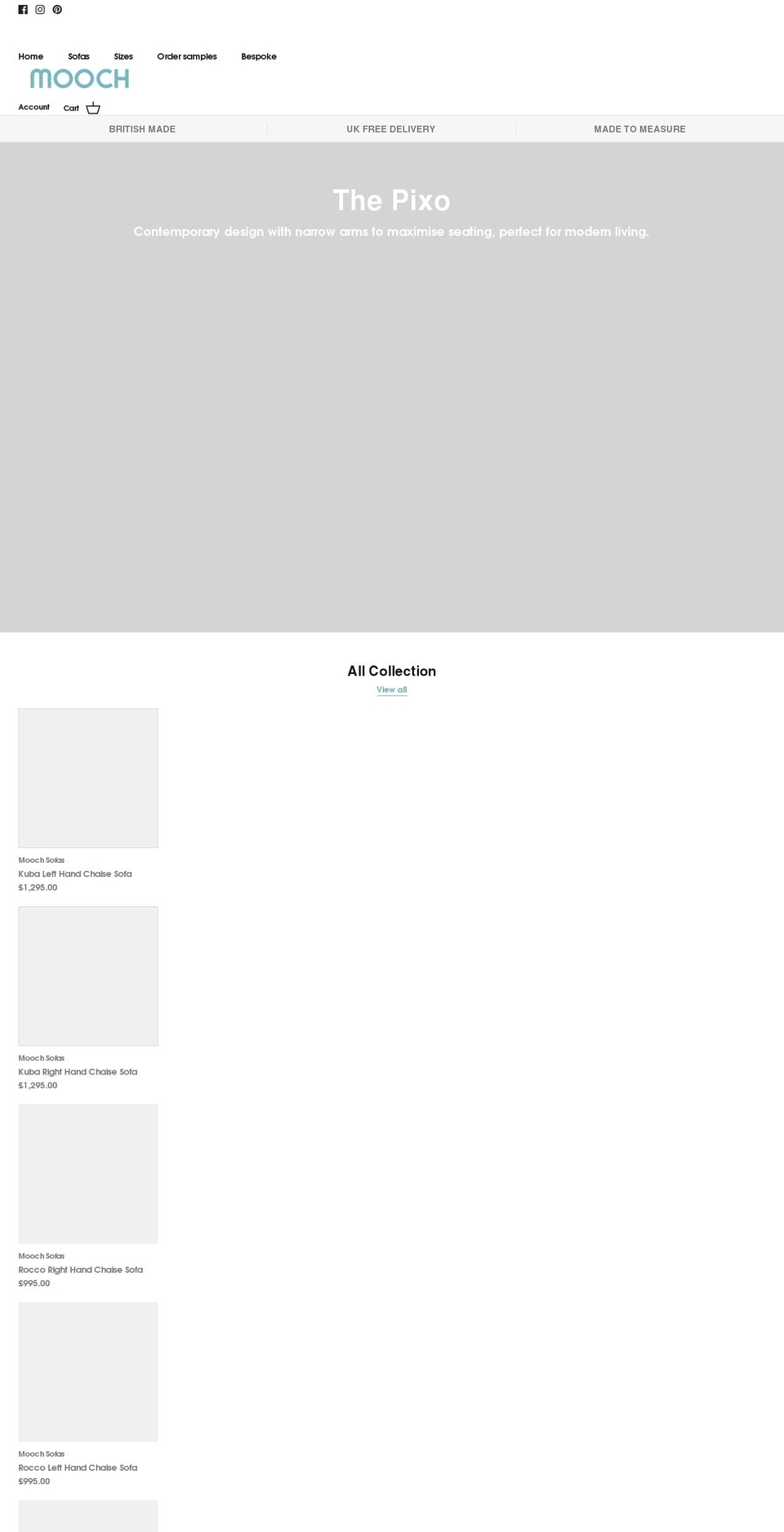 moochsofas.com shopify website screenshot