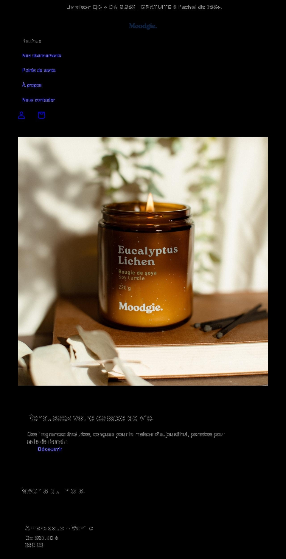 moodgie.ca shopify website screenshot