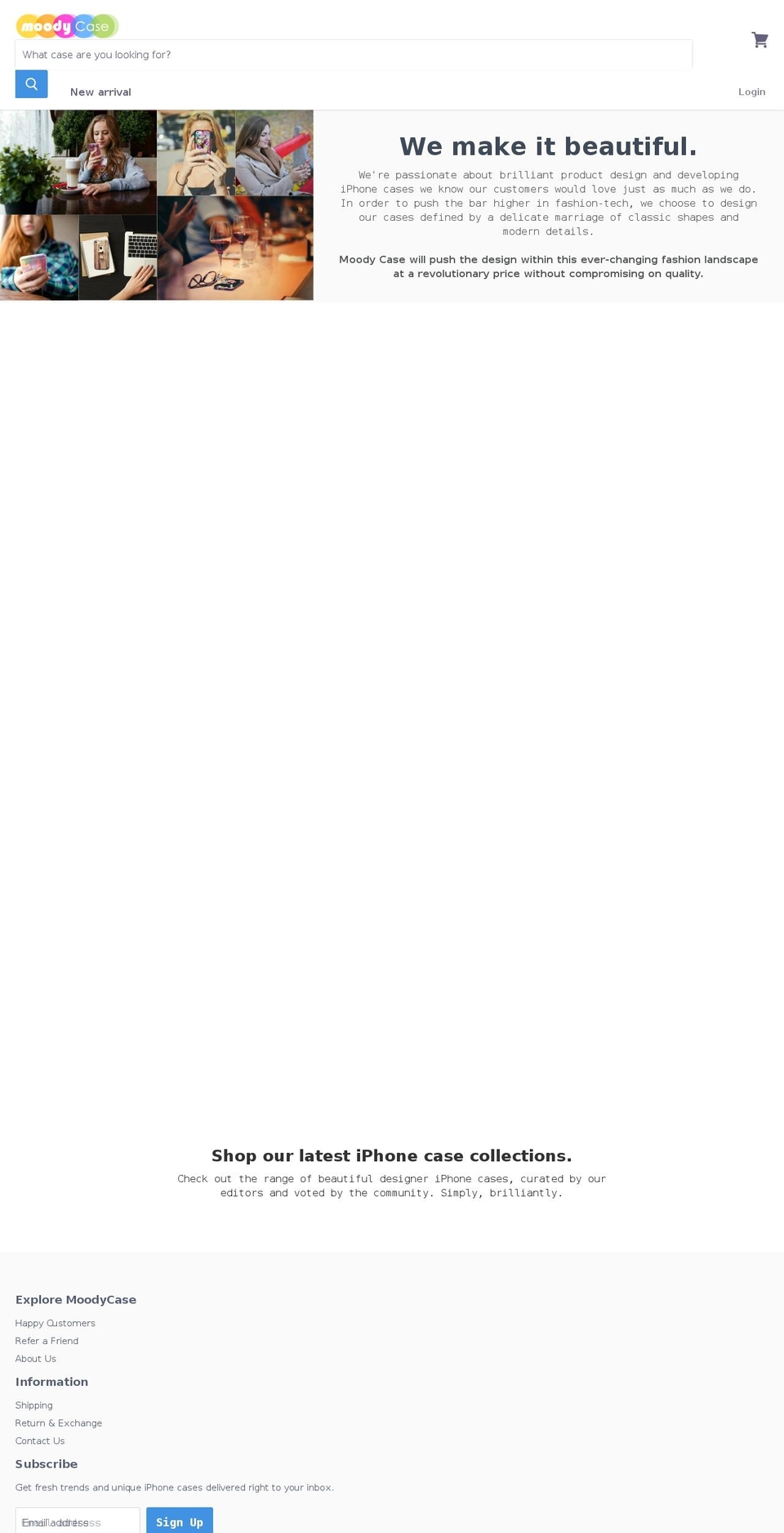 moodycase.com shopify website screenshot