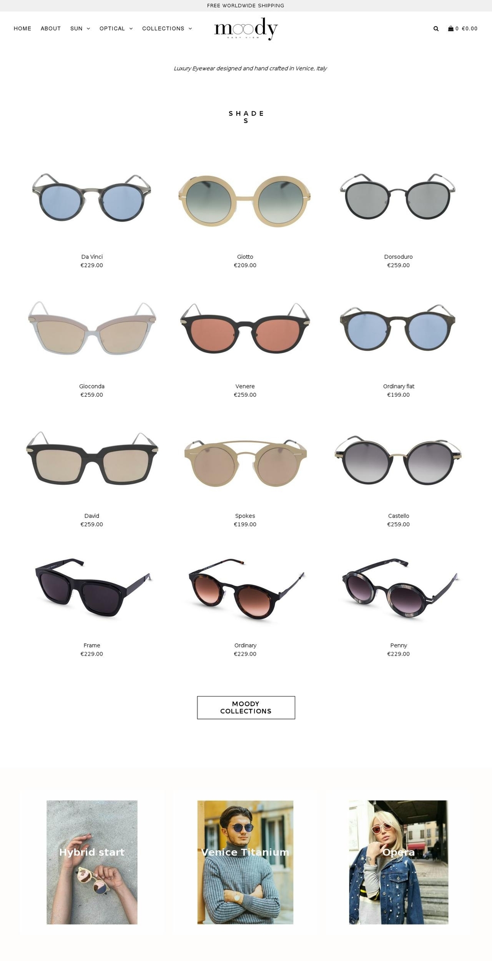 moodyeyewear.com — Shopify storefront screenshot