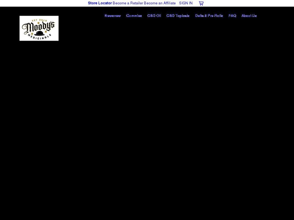 moodysmedicinals.com shopify website screenshot