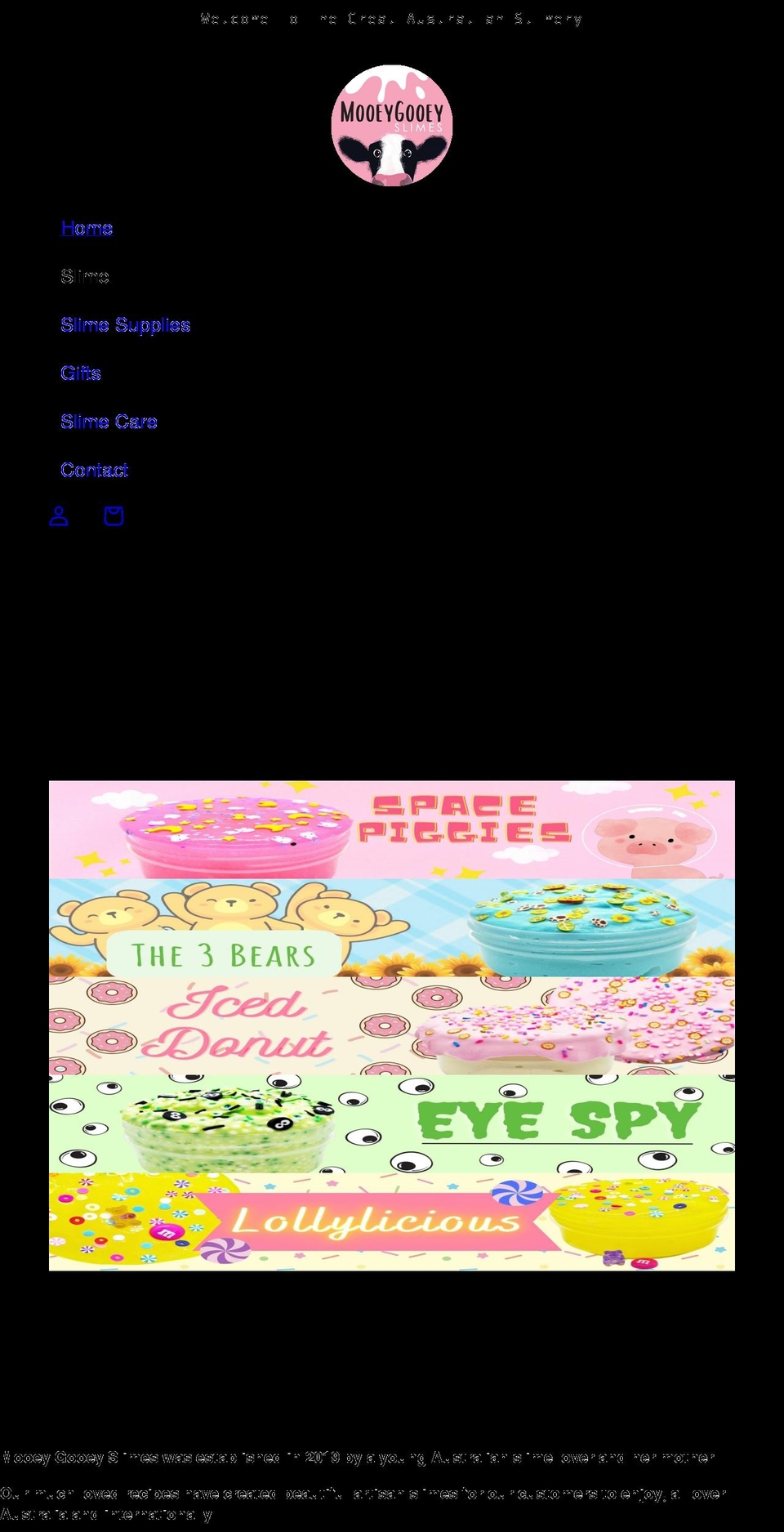 mooeygooeyslimes.com shopify website screenshot