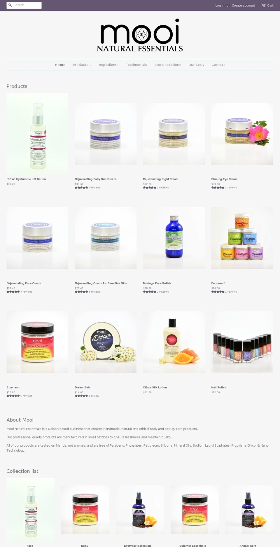 mooinatural.com shopify website screenshot