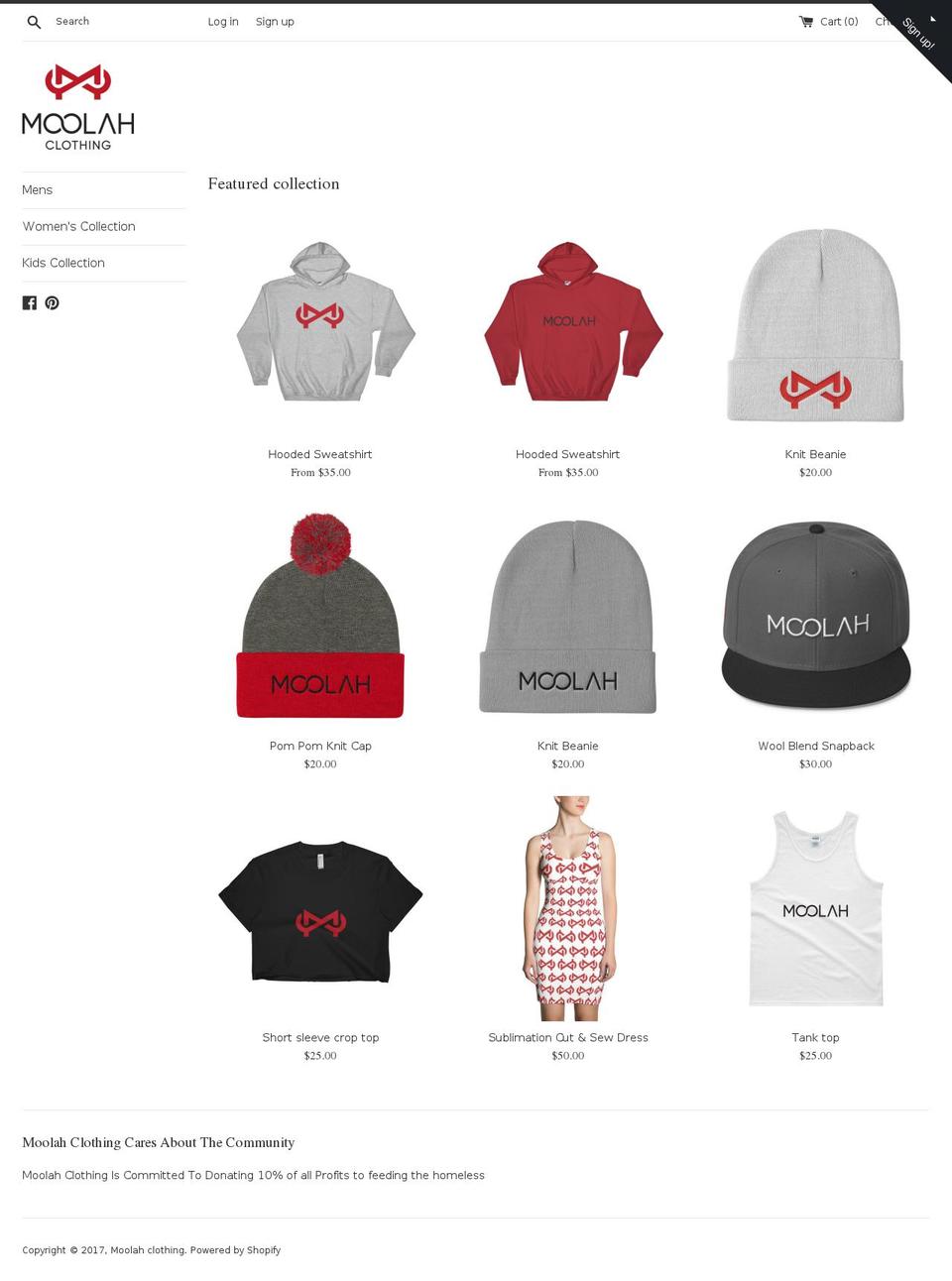 moolahclothing.com shopify website screenshot