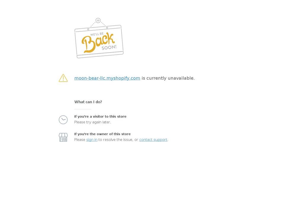 moon-bear-llc.myshopify.com shopify website screenshot
