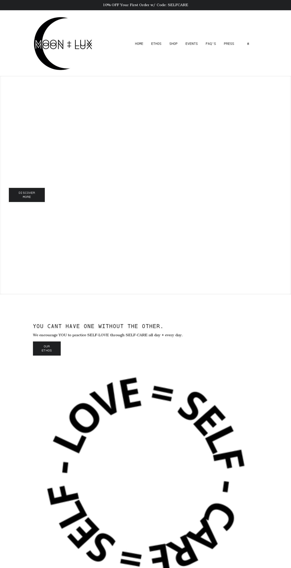 moonandlux.com shopify website screenshot