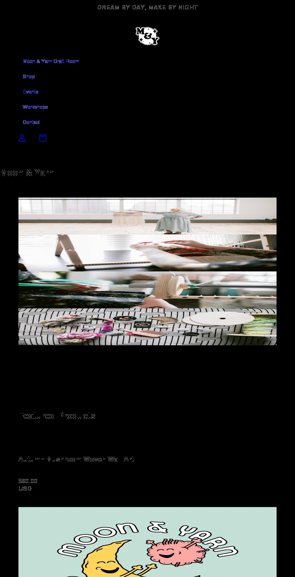 moonandyarn.com shopify website screenshot