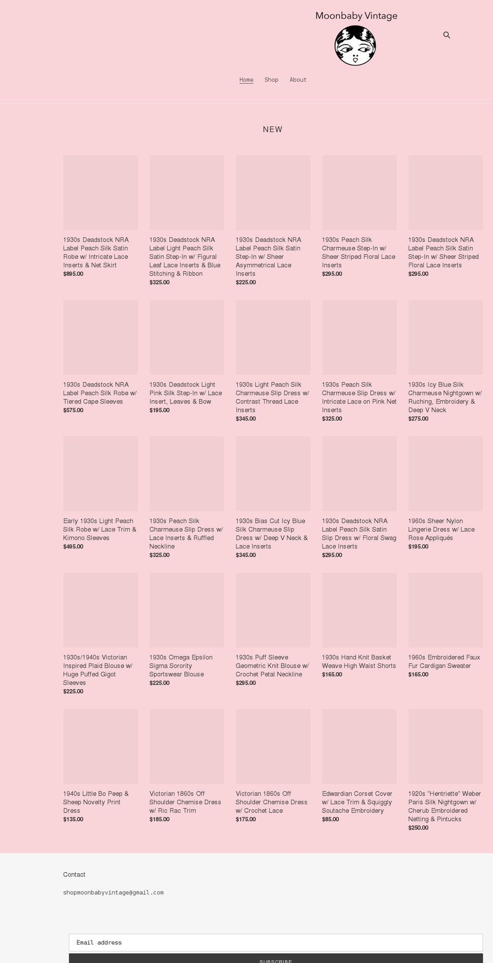 moonbabyvintage.com shopify website screenshot