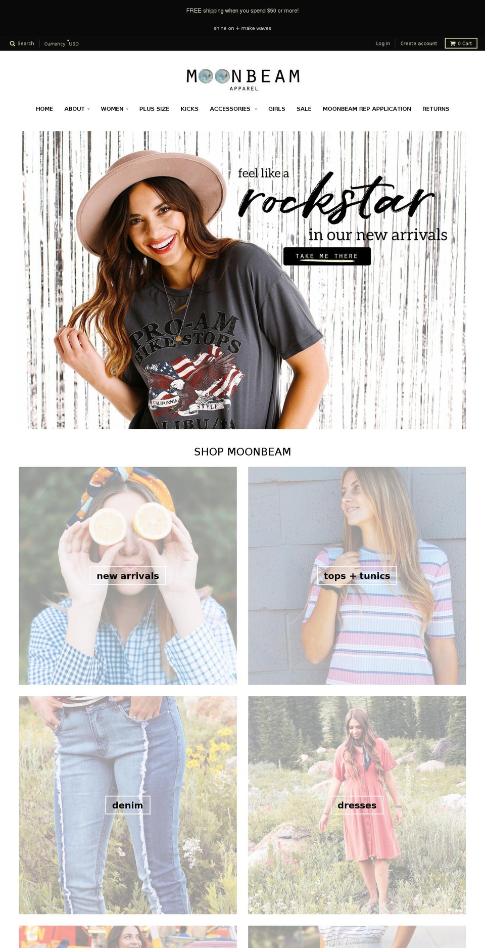 moonbeamapparel.com — Shopify storefront screenshot