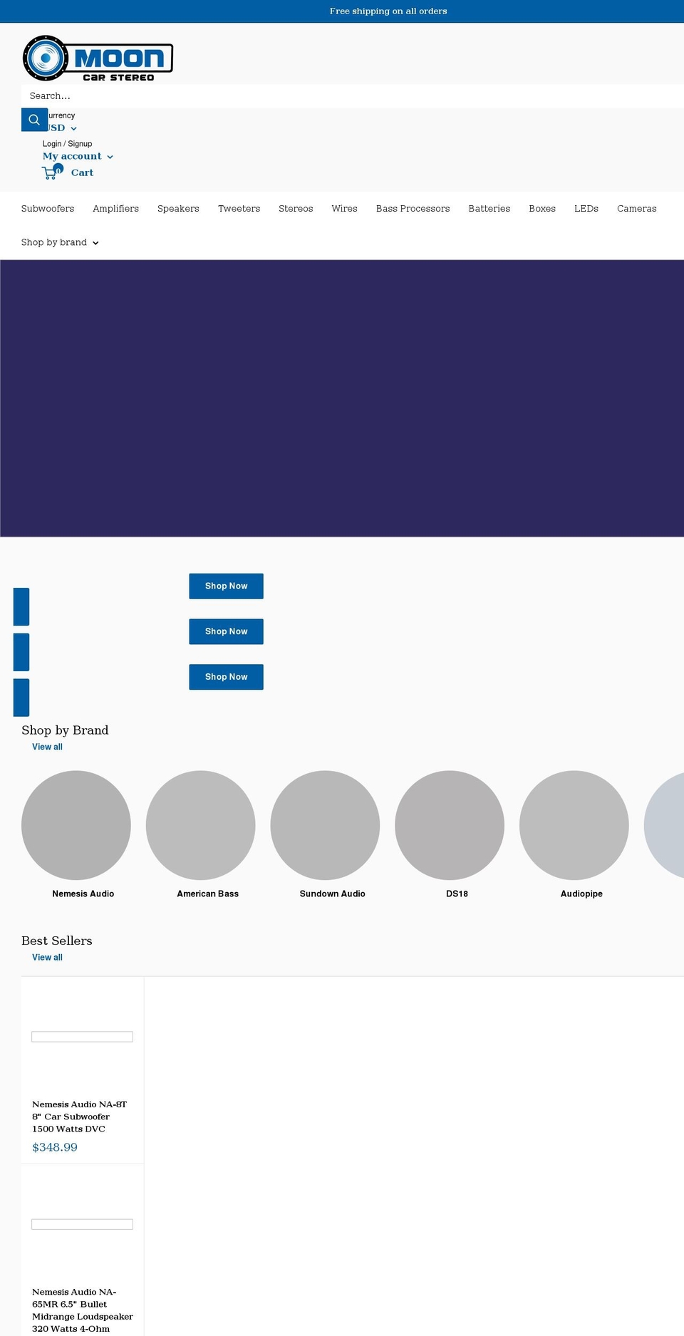 mooncarstereo.com shopify website screenshot