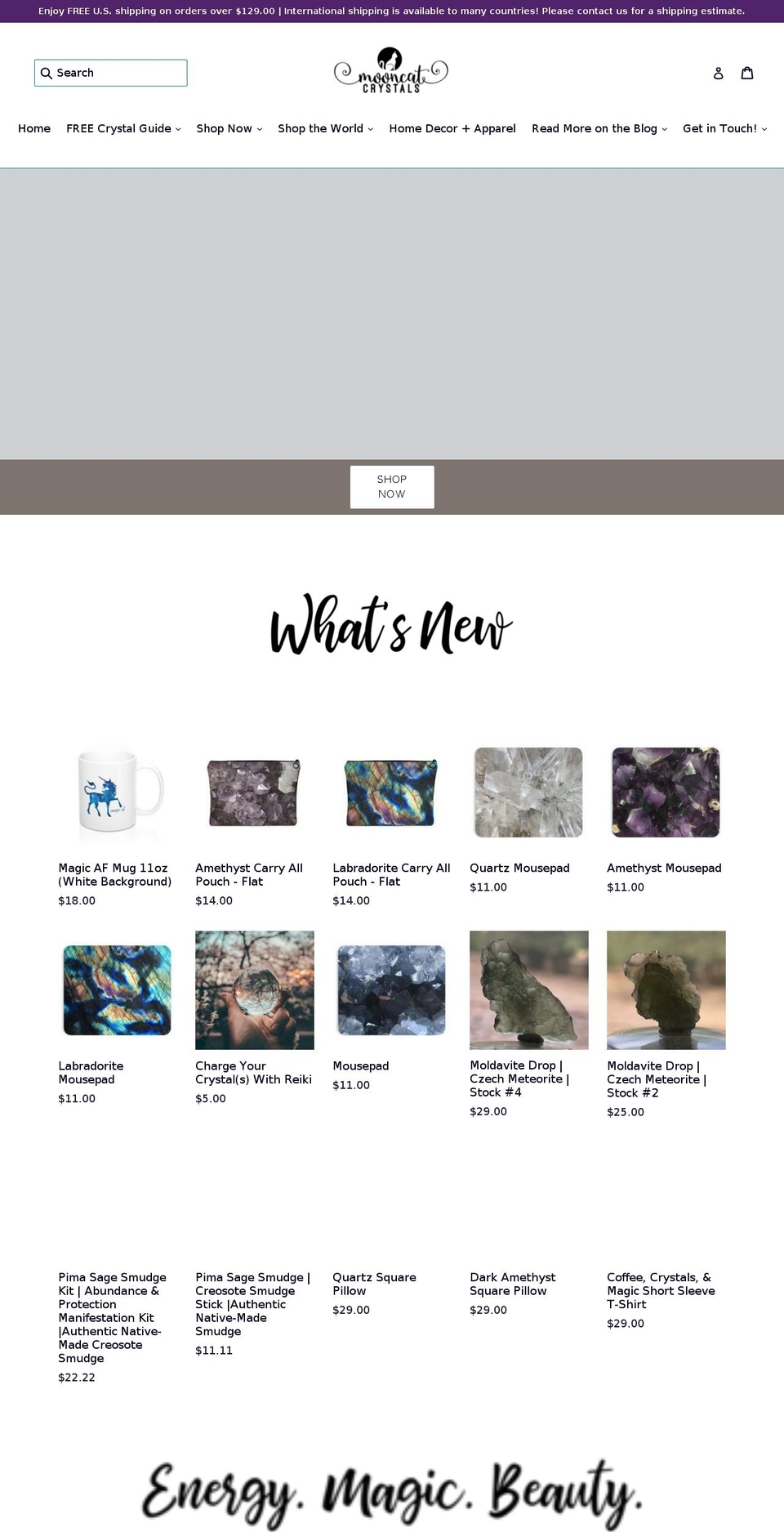 mooncatcrystals.com shopify website screenshot