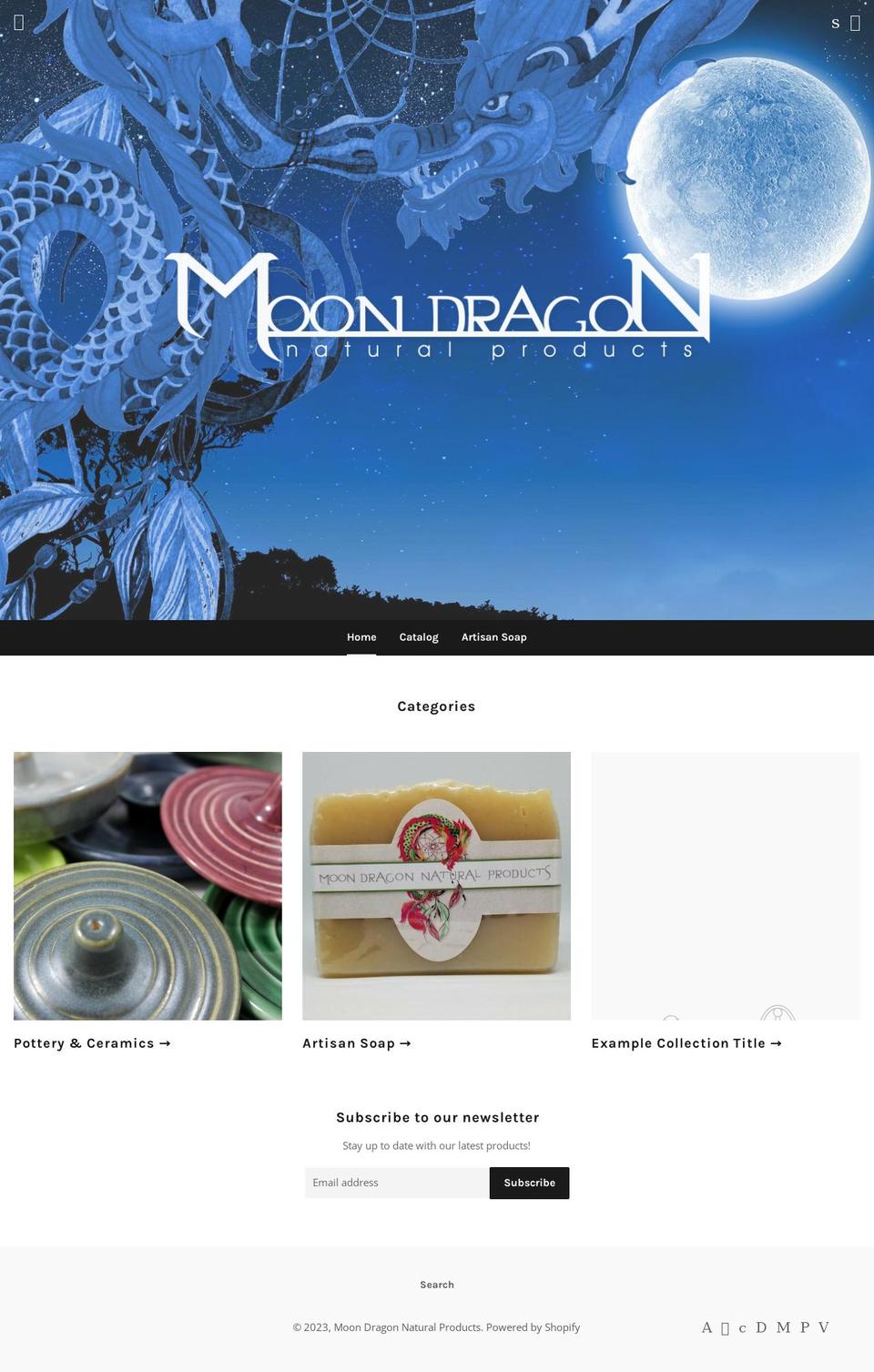 moondragonnaturalproducts.com shopify website screenshot
