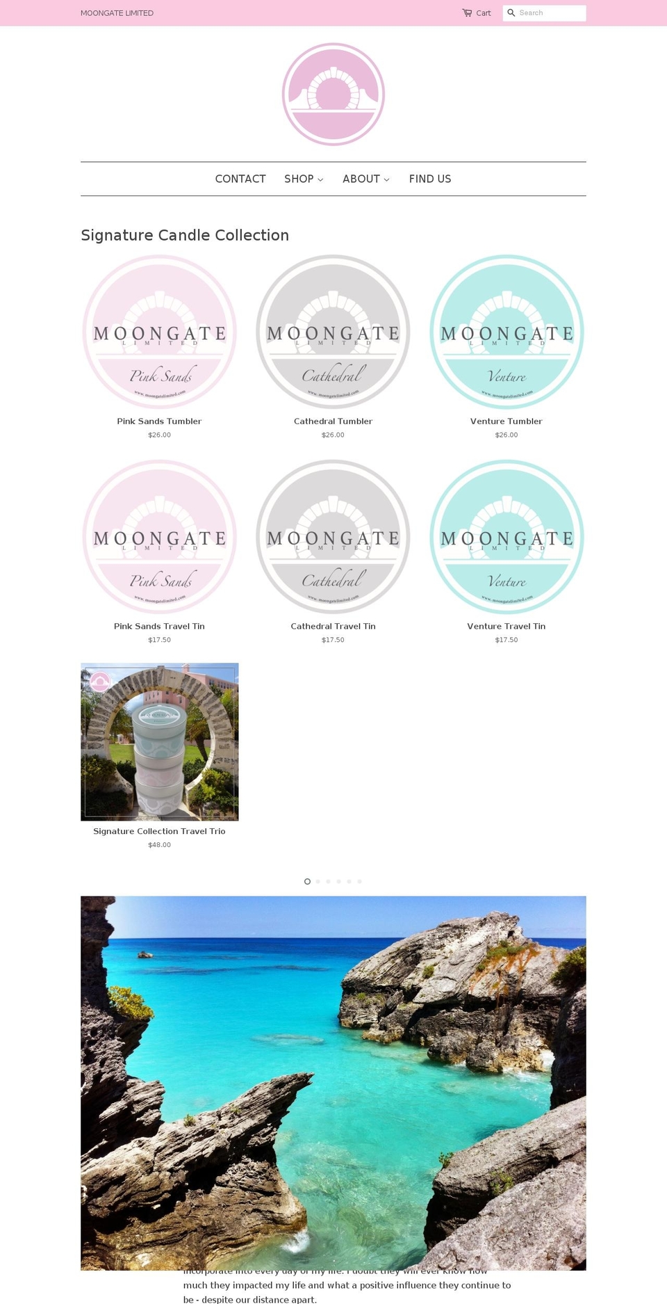 moongatecandles.com shopify website screenshot