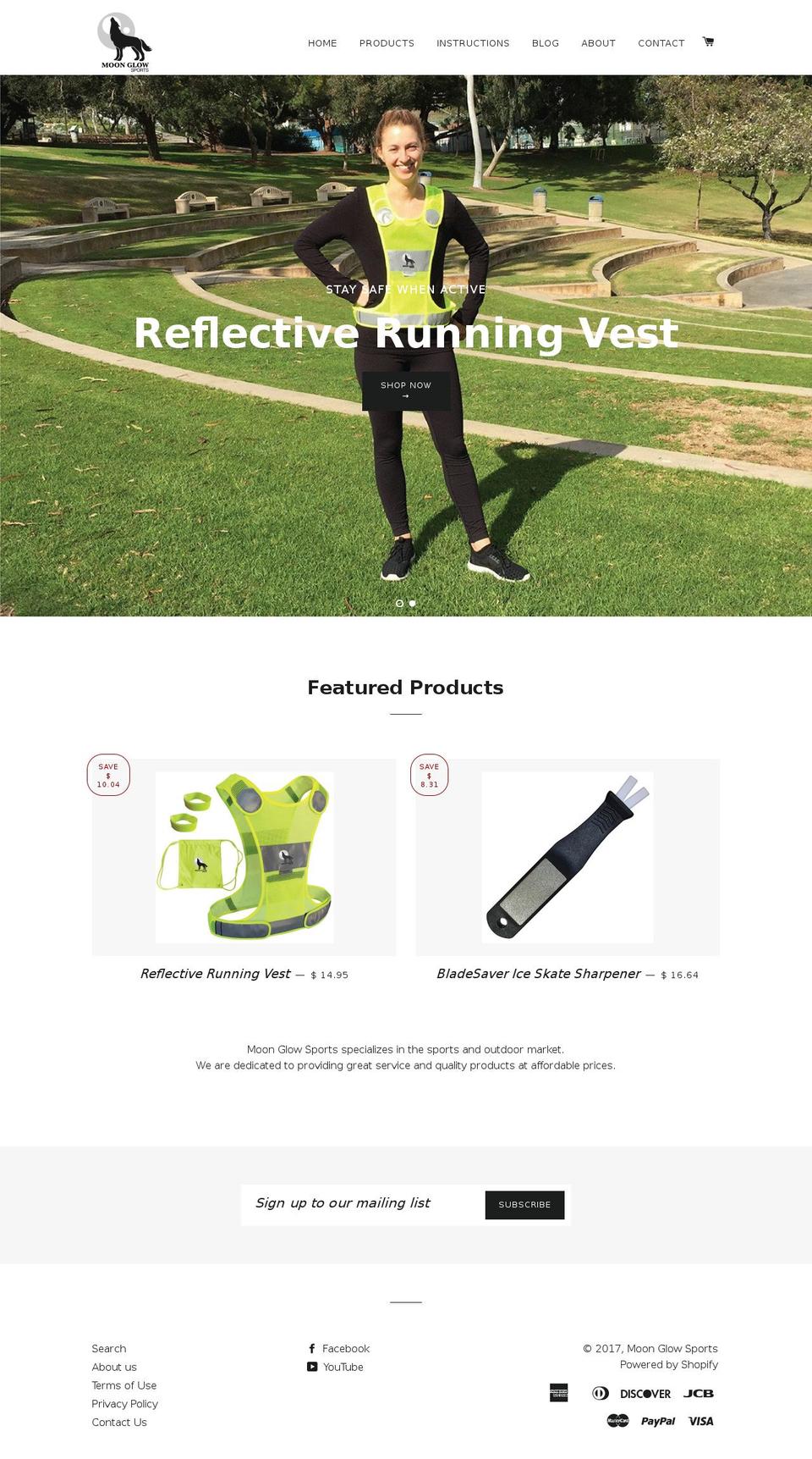 moonglowsports.com shopify website screenshot