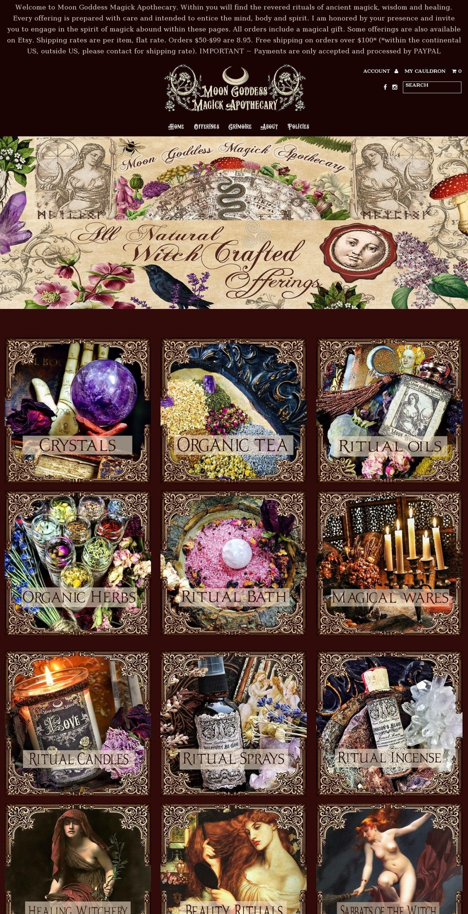 moongoddessmagickapothecary.com shopify website screenshot
