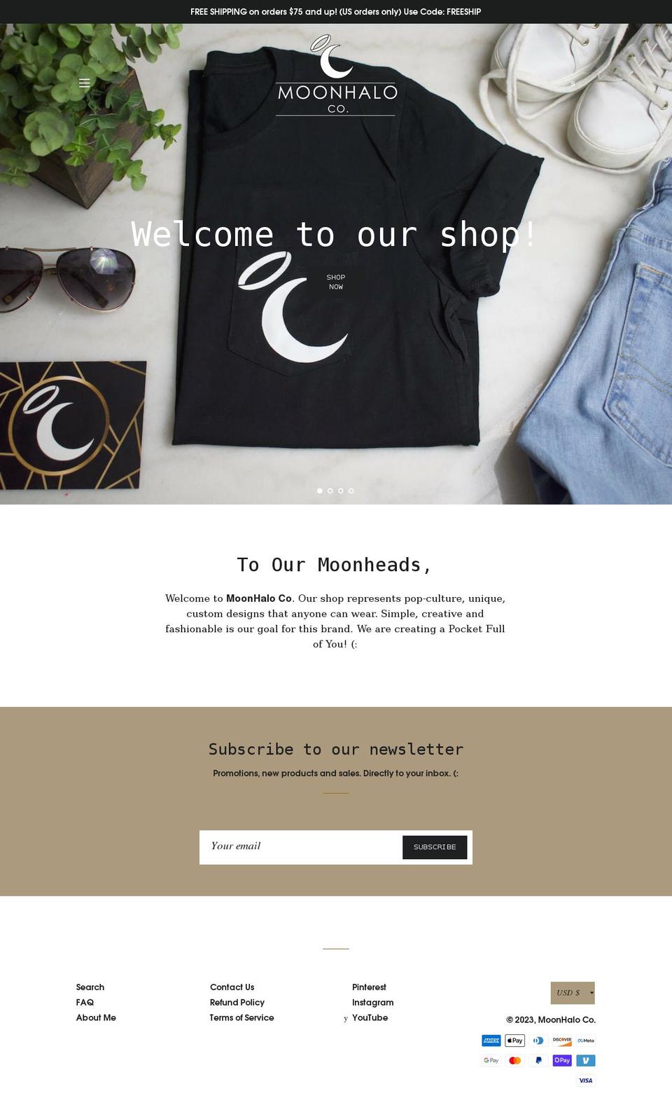 moonhalo.co shopify website screenshot