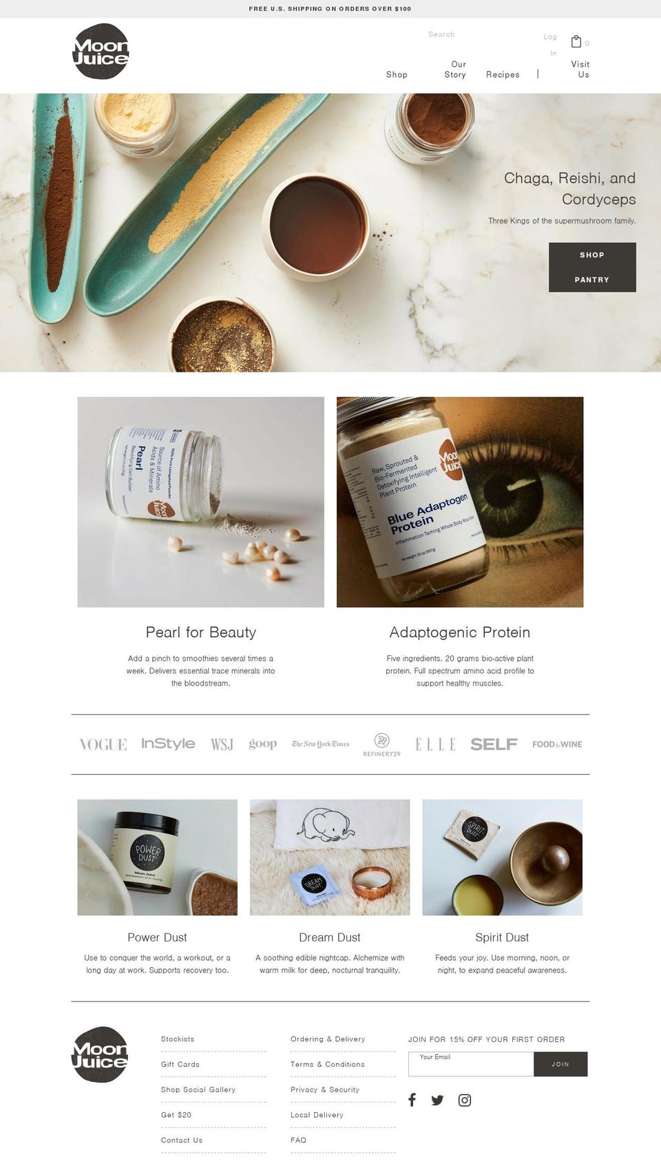 moonjuice.org shopify website screenshot