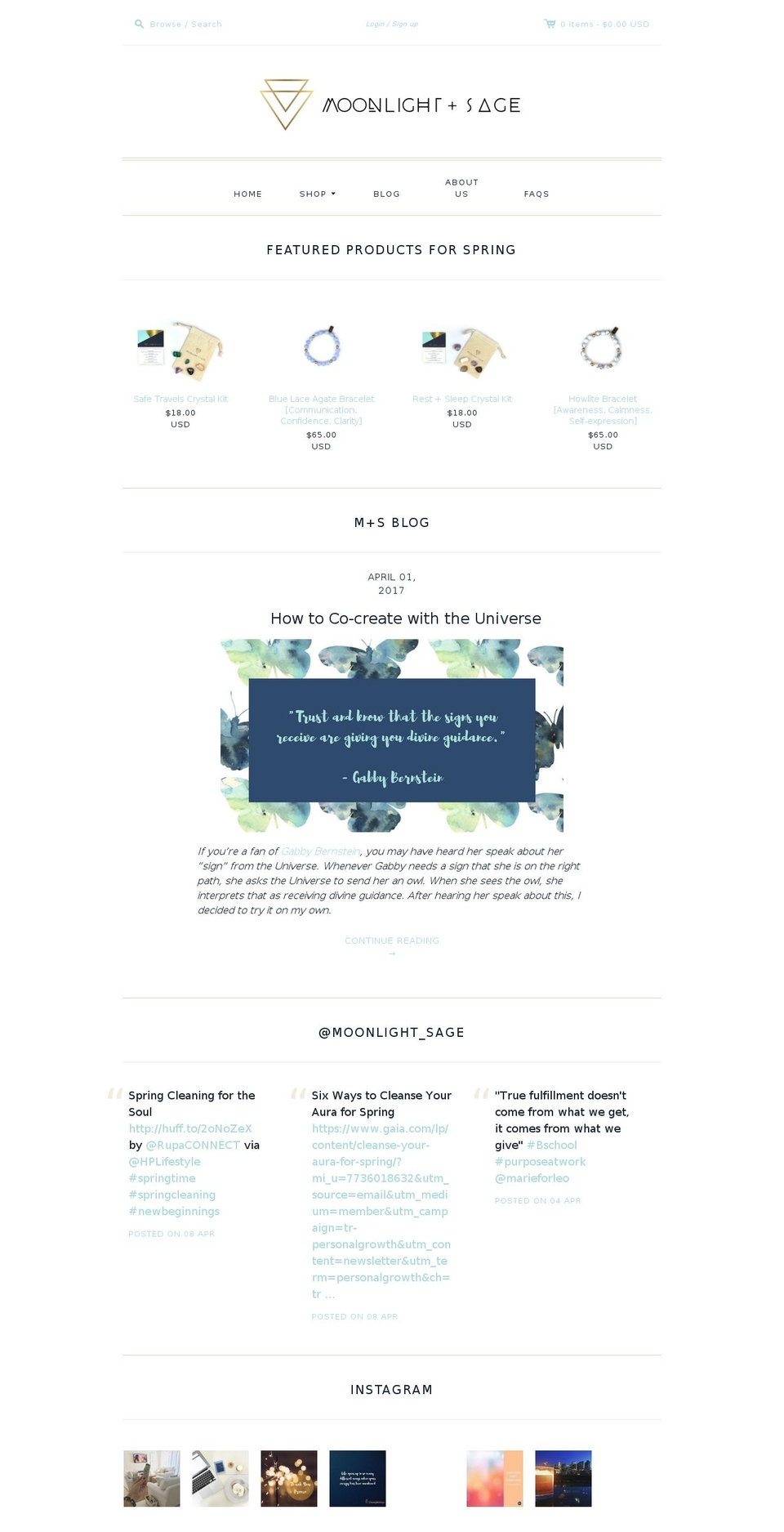 moonlightandsage.com shopify website screenshot