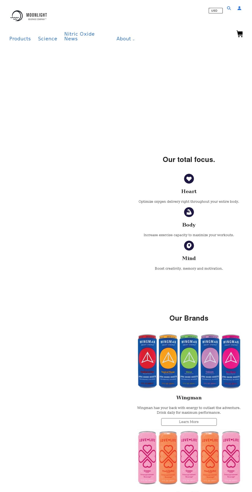 moonlightbeverage.com shopify website screenshot