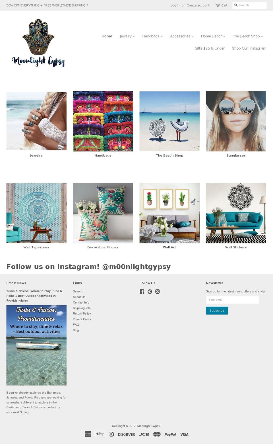 moonlightgypsyshop.com shopify website screenshot