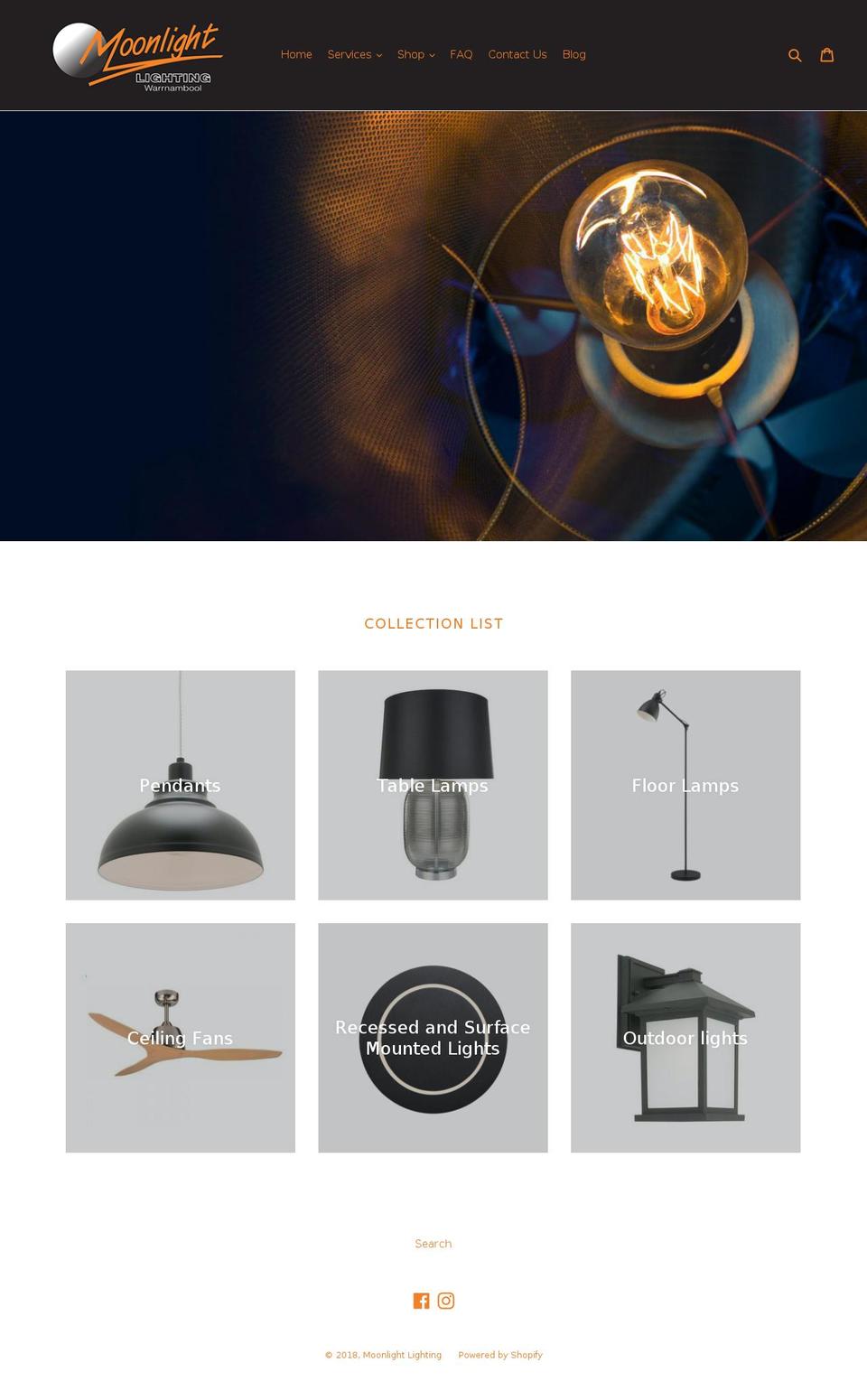 moonlightlighting.com.au shopify website screenshot