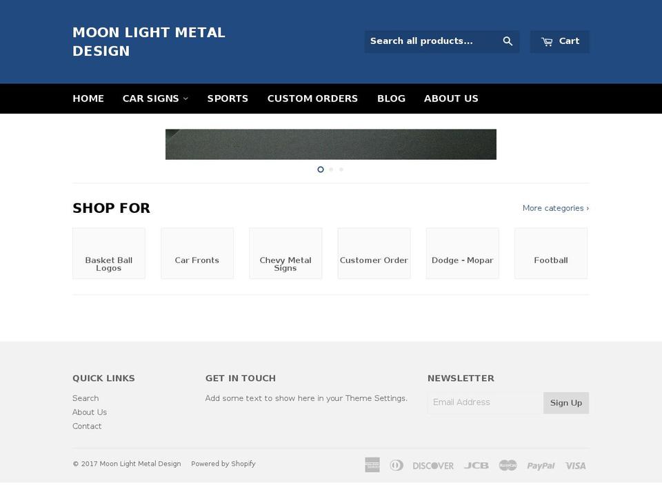 moonlightmetaldesign.com shopify website screenshot