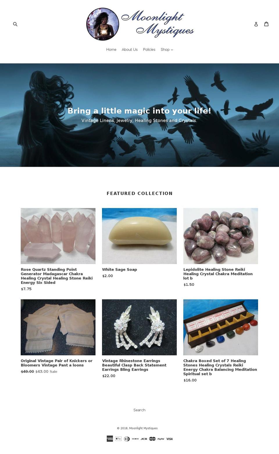 moonlightmystiques.com — Shopify storefront screenshot
