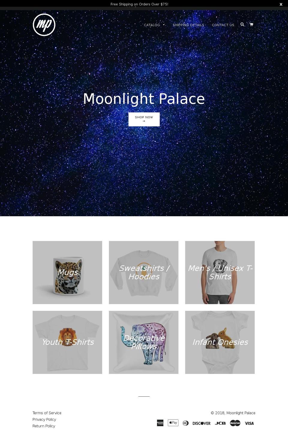 moonlightpalace.com shopify website screenshot