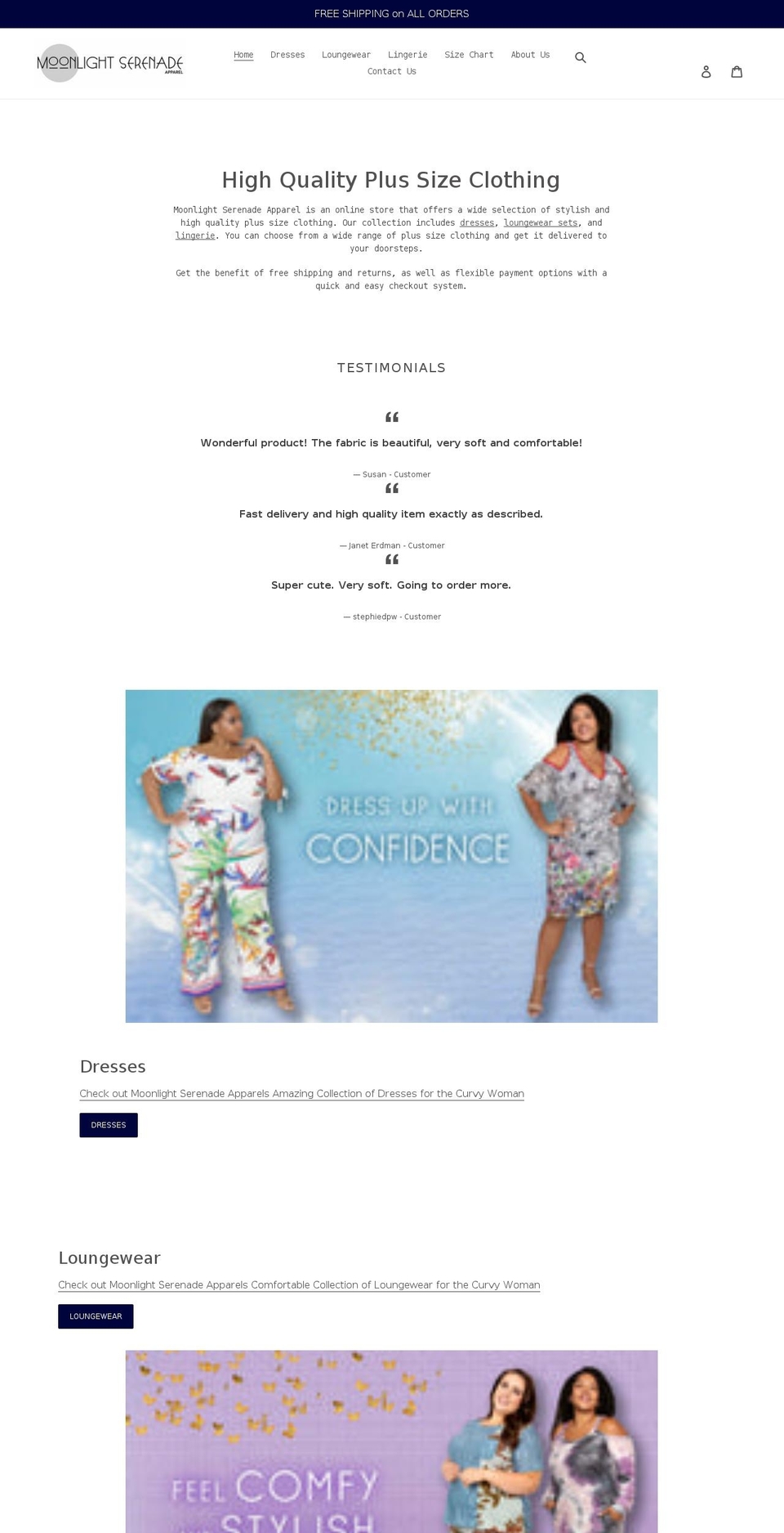 moonlightserenadeapparel.com shopify website screenshot
