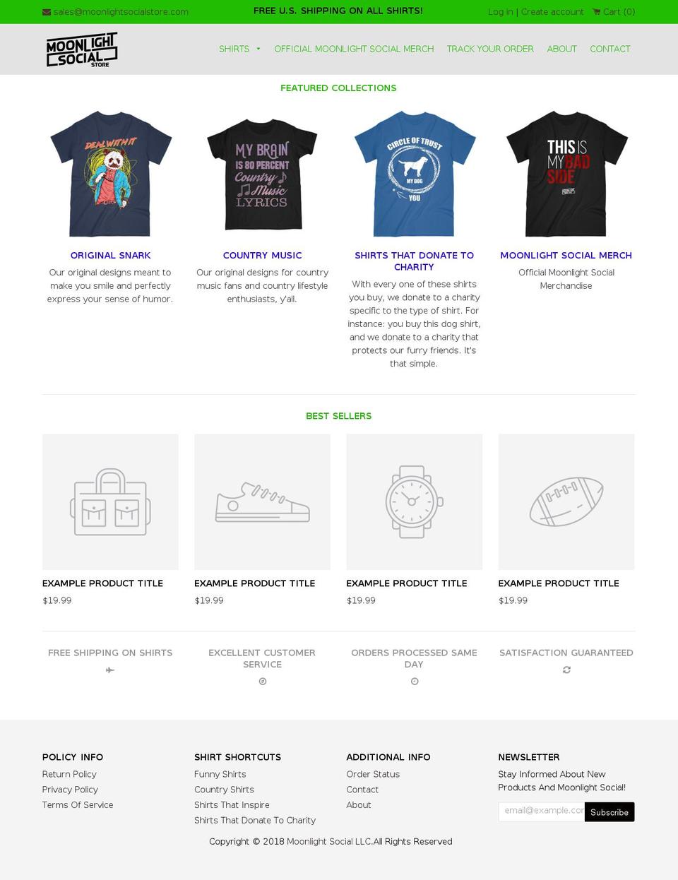 moonlightsocialstore.com shopify website screenshot
